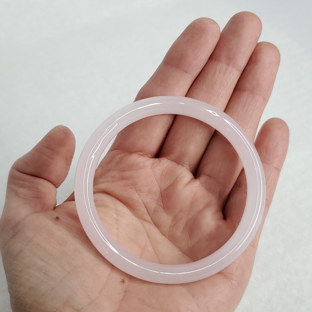 Glass Bangle Bracelet Light Pink 5/16" 7 1/4" - Picture 2 of 3